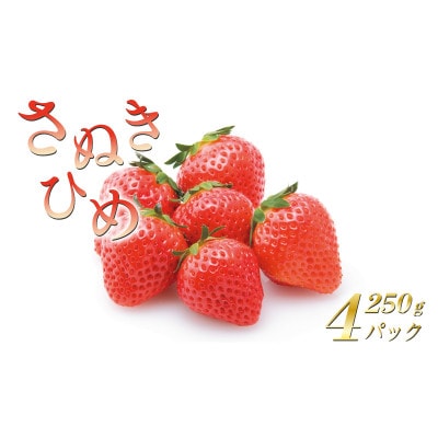 いちごのお姫様 さぬきひめ 約1kg (約250g×4パック) 2月から順次発送