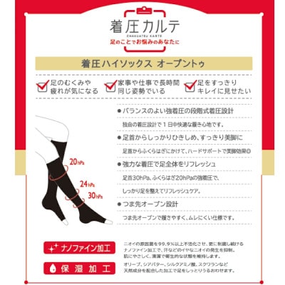 【メディックピエドシリーズ】着圧ハイソックス オープントゥ Sサイズ ベージュ