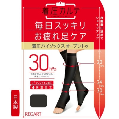 【メディックピエドシリーズ】着圧ハイソックス オープントゥ Mサイズ ブラック