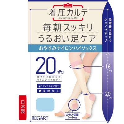 【メディックピエドシリーズ】おやすみナイロンハイソックス Sサイズ アクア