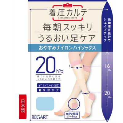 【メディックピエドシリーズ】おやすみナイロンハイソックス Mサイズ アクア