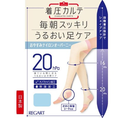 【メディックピエドシリーズ】おやすみナイロンオーバーニー Sサイズ アクア