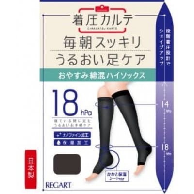 【メディックピエドシリーズ】おやすみ綿混オーバーニー Sサイズ ブラック