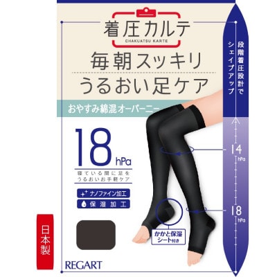 【メディックピエドシリーズ】 おやすみ綿混オーバーニーMサイズ ブラック