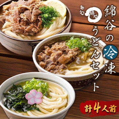 冷凍 讃岐うどん 3種 食べ比べセット 4人前 肉ぶっかけ 肉カレー かけうどん 綿谷