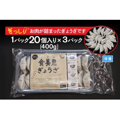 わかさ食美恵ぎょうざ(20個入り×3パック)ジビエ【福井県おおい町】鹿肉ミンチの餃子