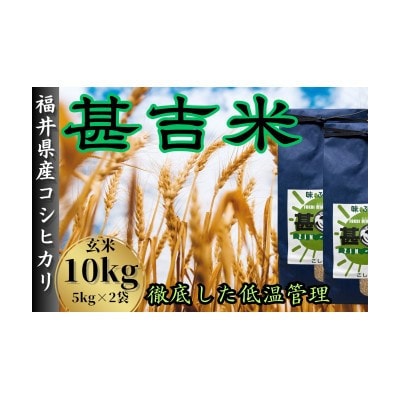 【毎月定期便】＜下旬発送＞福井県おおい町産 甚吉米(コシヒカリ・玄米)5kg×2袋 計10kg全6回