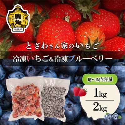 鹿角産 冷凍 いちご & ブルーベリー 2kgサイズMIX【とざわさん家のいちご】