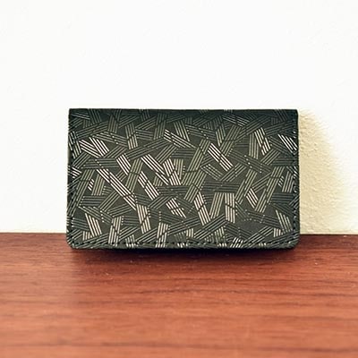 Katerial×印傳屋　上原勇七　バンブー柄名刺入れ(黒革×黒漆)