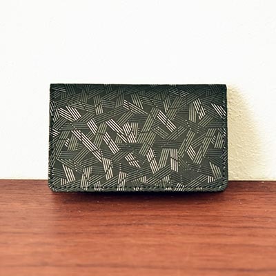 Katerial×印傳屋　上原勇七　バンブー柄折り畳み財布&名刺入れ(黒革×黒漆)