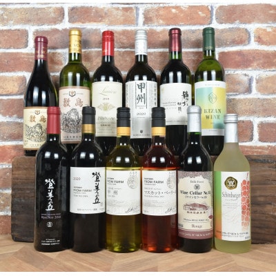山梨県産　赤白ワイン　飲み比べ12本セットAD-129
