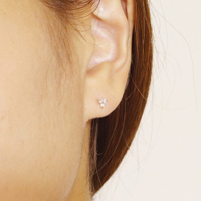 K10　0.12ct　フラワーピアス【BQ-13】