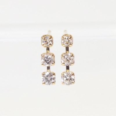 K18　0.20ct　グラデーションラインピアス【BQ-45】