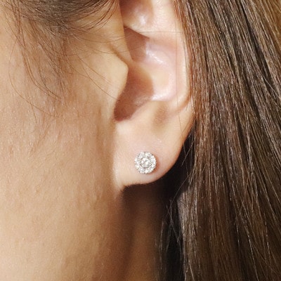 K18ホワイトゴールド　0.34ct　取り巻きダイヤモンドピアス【BQ-105】