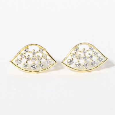 K18　0.20ct　扇形ダイヤモンドピアス【BQ-68】