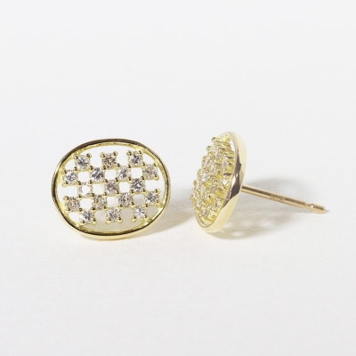 K18　0.22ct　楕円型　ダイヤモンドピアス【BQ-73】