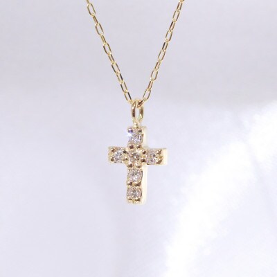 K18　0.05ct　クロスダイヤモンドペンダント【BQ-88】