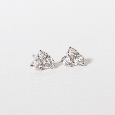 プラチナ　0.24ct　トライアングルダイヤモンドピアス【BQ-90】