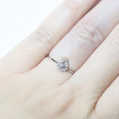 プラチナ 0.12ct しずく 取り巻きダイヤモンドリング【BQ-76】#7