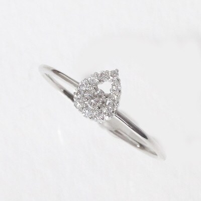 プラチナ　0.12ct　しずく　取り巻きダイヤモンドリング【BQ-76】#13
