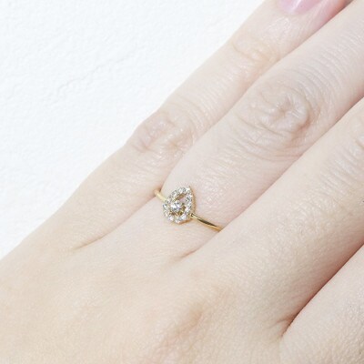 K18　0.12ct　しずく取り巻きダイヤモンドリング【BQ-77】#7