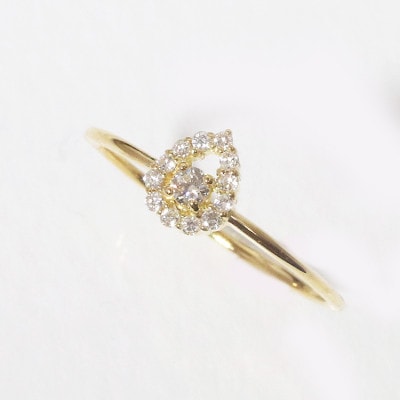 K18　0.12ct　しずく取り巻きダイヤモンドリング【BQ-77】#7