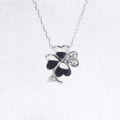 プラチナ　0.03ct　四つ葉クローバーダイヤモンドペンダント【BQ-141】