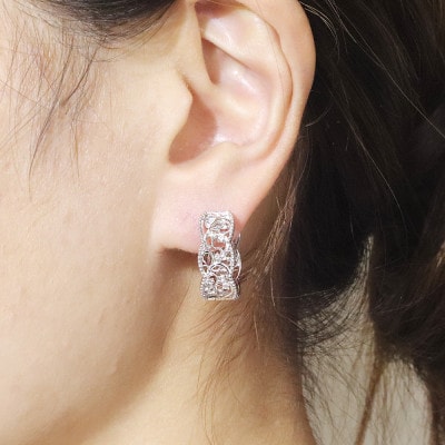 プラチナ　0.10ct　唐草デザインピアス【BQ-163】