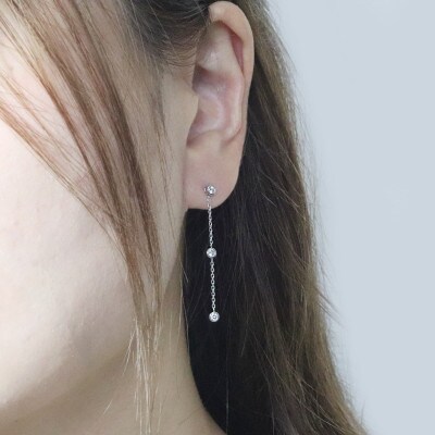 プラチナ 0.30ct 覆輪チェーンピアス【BQ-167】