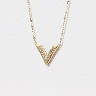 K18 0.06ct V字ダイヤモンドネックレス【BQ-188】