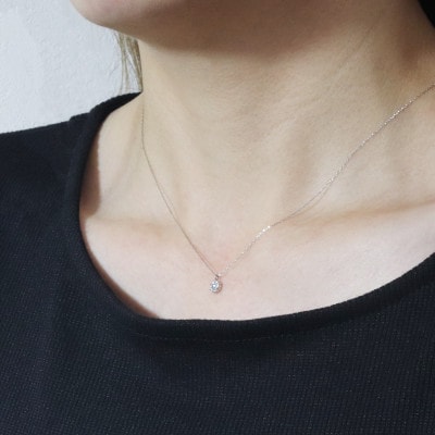 プラチナ 0.10ct フラワーダイヤモンドネックレス【BQ-195】