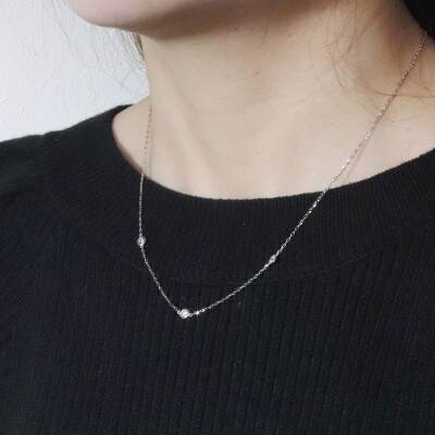 プラチナ 0.30ct ダイヤモンドステーションネックレス【BQ-196】