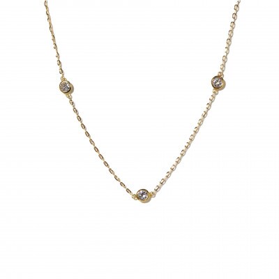 K18 0.30ct ダイヤモンドステーションネックレス【BQ-197】