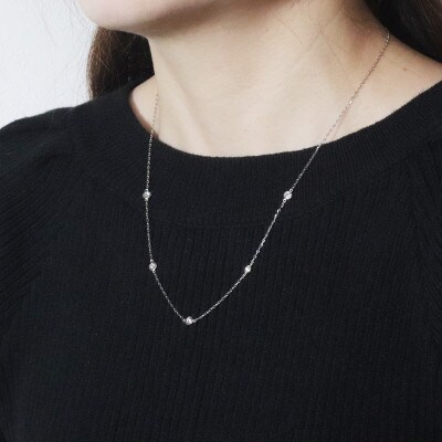 プラチナ 0.55ct ダイヤモンドステーションネックレス【BQ-199】