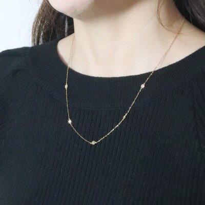K18 0.55ct ダイヤモンドステーションネックレス【BQ-200】