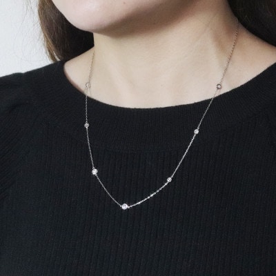 プラチナ 1.00ct ダイヤモンドステーションネックレス【BQ-202】