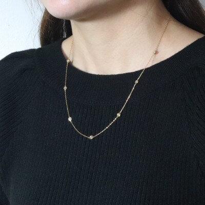 K18 1.00ct ダイヤモンドステーションネックレス【BQ-203】