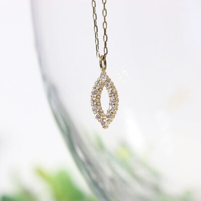 K18 0.08ct マーキス型ダイヤモンドペンダント【BQ-208】