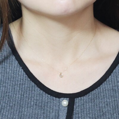 K18 0.05ct しずく型ダイヤモンドペンダント【BQ-214】