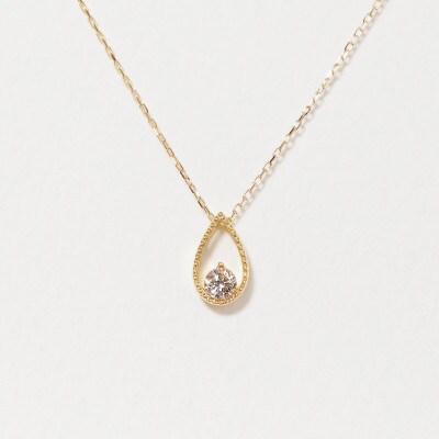 K18 0.10ct しずく一粒ダイヤモンドペンダント【BQ-220】