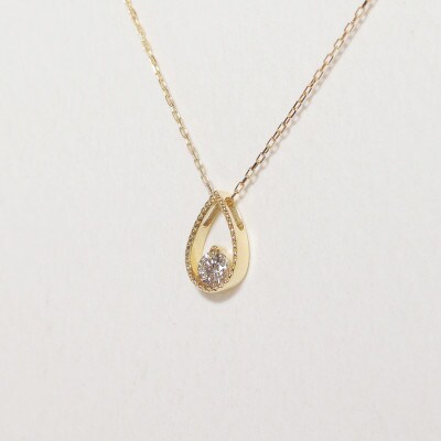 K18 0.10ct しずく一粒ダイヤモンドペンダント【BQ-220】