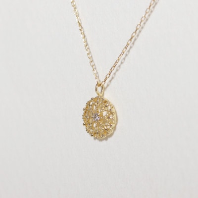 K18 0.01ct フラワーダイヤモンドペンダント【BQ-223】