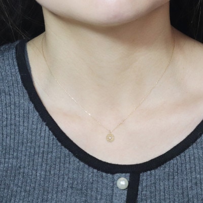 K10 0.01ct フラワーダイヤモンドペンダント【BQ-224】