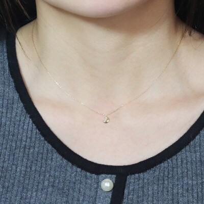 K10 0.02ct 三日月ダイヤモンドペンダント【BQ-227】