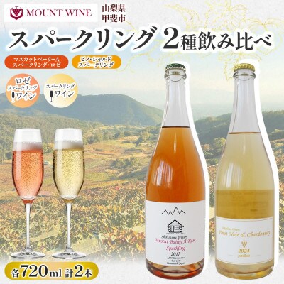 ベーリーAロゼ ピノ・シャルドネ 720ml×各1本 スパークリングワイン飲み比べ 自家栽培