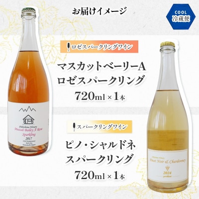 ベーリーAロゼ ピノ・シャルドネ 720ml×各1本 スパークリングワイン飲み比べ 自家栽培