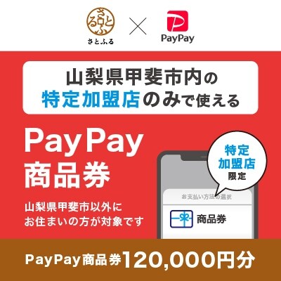 山梨県甲斐市　PayPay商品券(120,000円分)※地域内の一部の加盟店のみで利用可