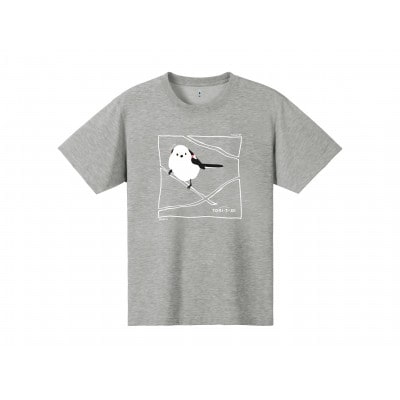 モンベル×小清水町コラボウイックロンTシャツ「シマエナガ」 ヘザーチャコール　Lサイズ