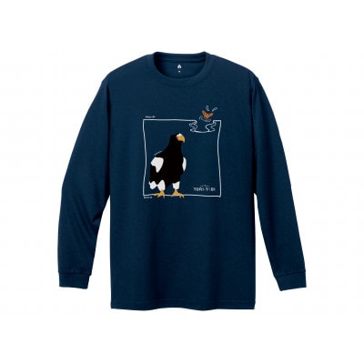 モンベル×小清水町コラボウイックロン長袖Tシャツ「オオワシ」 ダークネイビー　XSサイズ