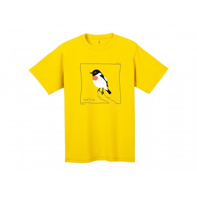 モンベル×小清水町コラボウイックロンTシャツ「ノビタキ」 イエロー　Lサイズ